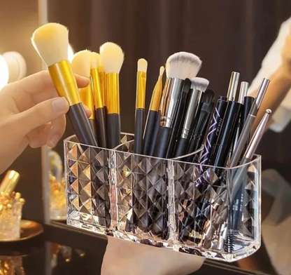 Acrylic 3-Grid Makeup Brush Organizer