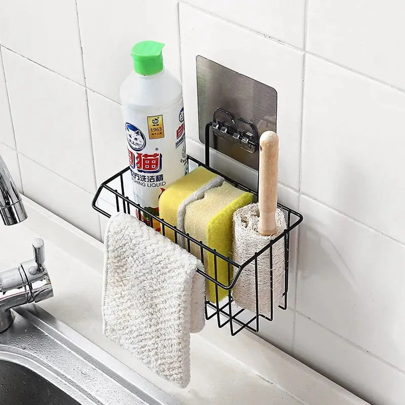 Metal Sponge Holder with Towel Stand