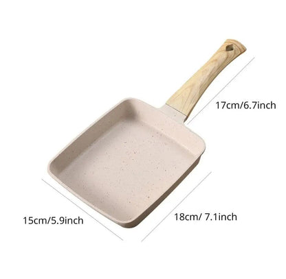 Square Non-Stick Ceramic Frying Pan – Wooden Handle