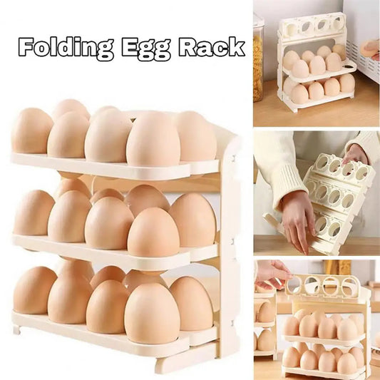 24-Grid Folding Egg Rack Three-Layer Storage Container