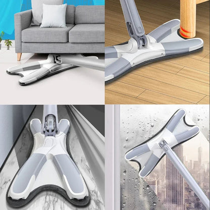 X-Type Flat Floor Mop with Microfiber Pads