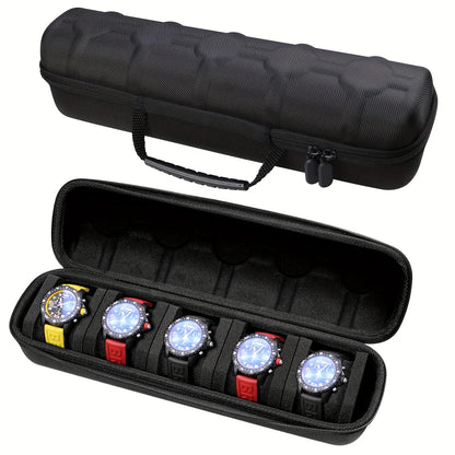 5-Slot Watch Travel Case – Unisex Storage Box with Handle