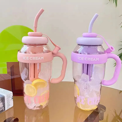 1200ml Sports Water Bottle with Straw and Lid