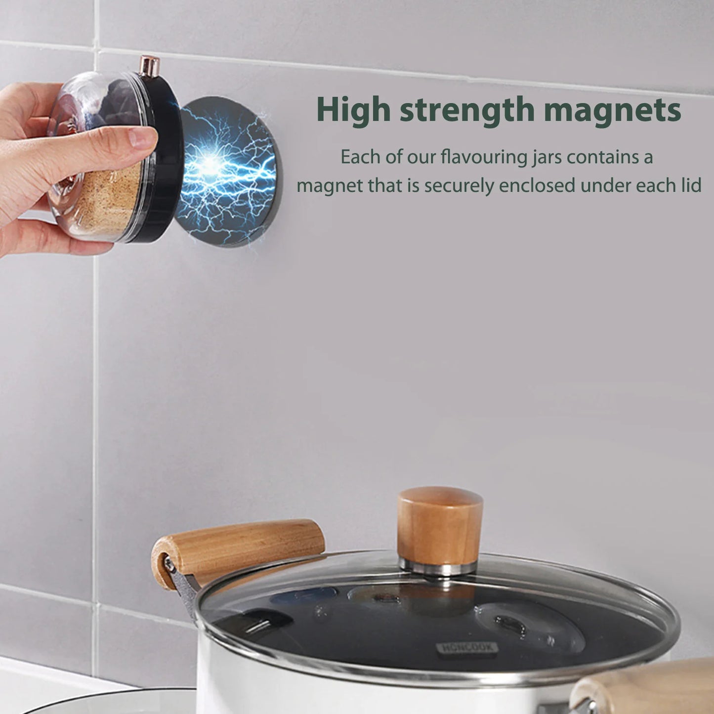 Magnetic Spice Jar Set – Fridge & Oven Storage Organizer