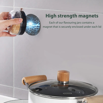 Magnetic Spice Jar Set – Fridge & Oven Storage Organizer