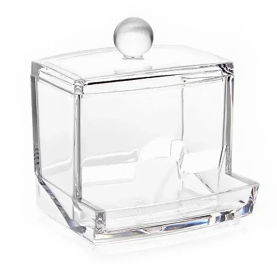Acrylic Cotton Swab & Makeup Organizer with Lid