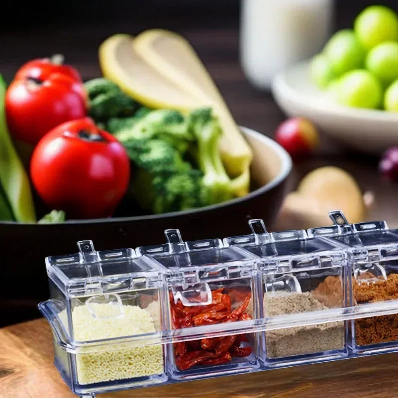 4-Piece Transparent Spice Jar Set for Kitchen