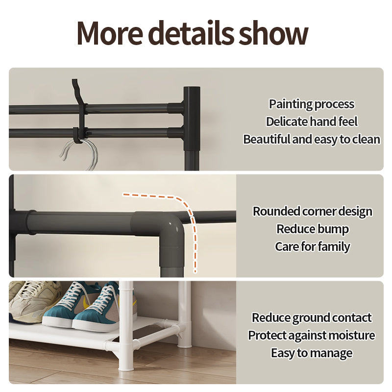 5-Layer Shoe Rack & Hat Rack with Dustproof Cover for Entryway