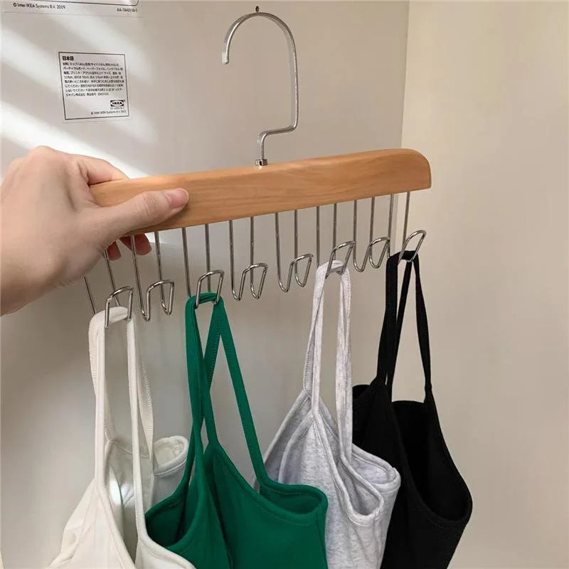 Wooden Suspender Hanger with 8 Hooks