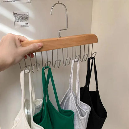 Wooden Suspender Hanger with 8 Hooks