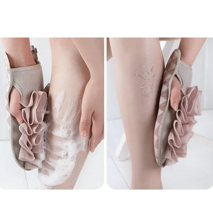Exfoliating Bath Gloves Set – Body Scrubber, Back Strap & Sponge Kit