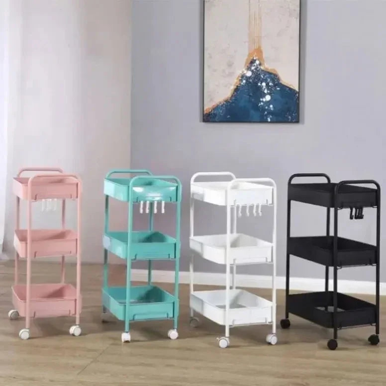 3 Layer Stainless Steel Kitchen Trolley with Wheels | Imported 3 Tier Metal Cart
