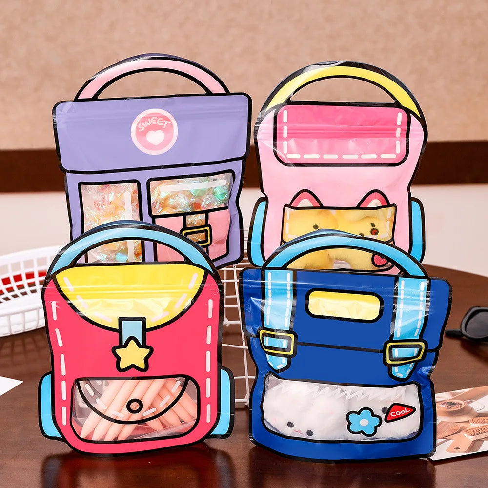 Cute School Bag Candy Bags – Self Sealing Snack Packaging Pouches
