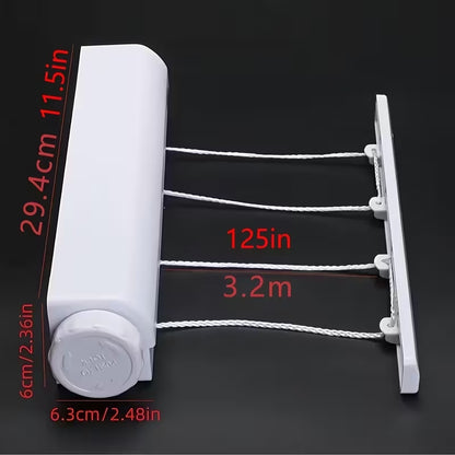 4-Line Retractable Clothesline | Wall Mounted Indoor & Outdoor Laundry Dryer – Runstore.pk