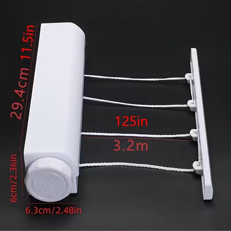 4-Line Retractable Clothesline | Wall Mounted Indoor & Outdoor Laundry Dryer – Runstore.pk