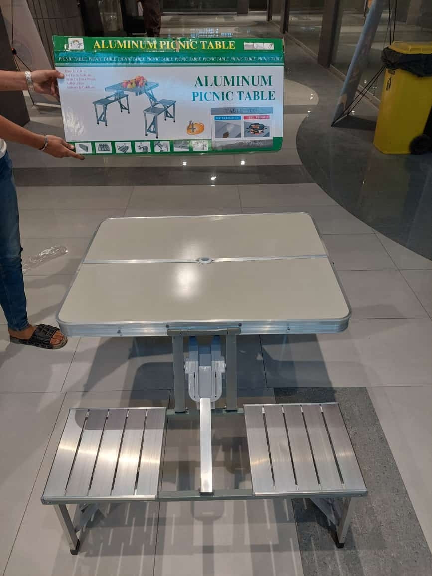 Portable Folding Camping Table Set with 4 Chairs – Aluminum Alloy, Lightweight & Compact