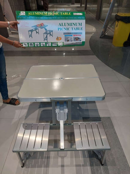 Portable Folding Camping Table Set with 4 Chairs – Aluminum Alloy, Lightweight & Compact