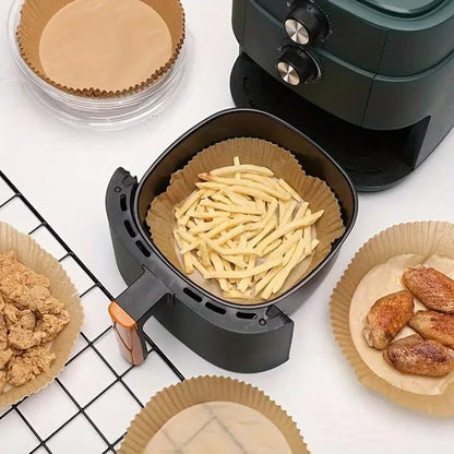 50 Pcs Disposable Air Fryer Liners | Non-Stick Oil Paper Pots for Easy Cleaning & Healthy Cooking