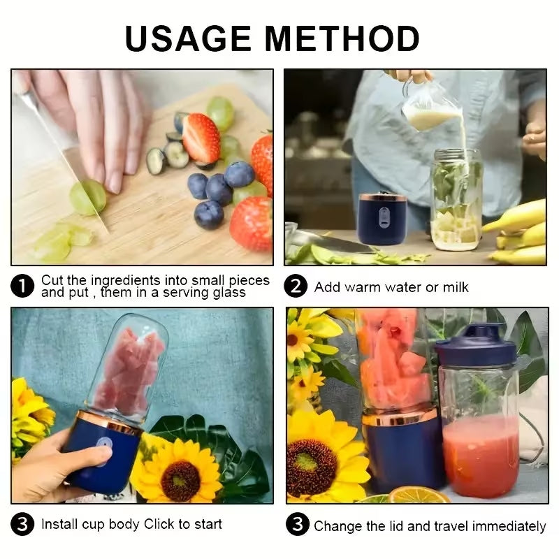 6-Blade Portable Electric Juicer Blender | USB Rechargeable Smoothie Blender Cup – Runstore.pk
