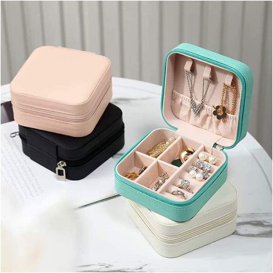 Portable Leather Jewelry Storage Box Travel Organizer Case