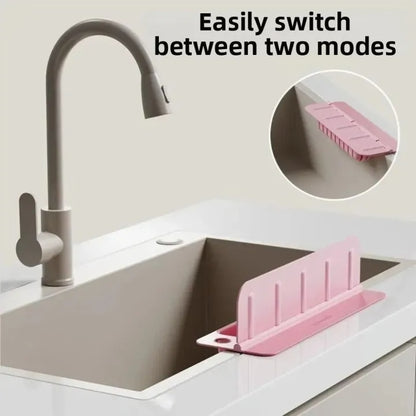 2 in 1 Sink Splash Guard with Tray – Kitchen Water Splash Protector & Storage Holder