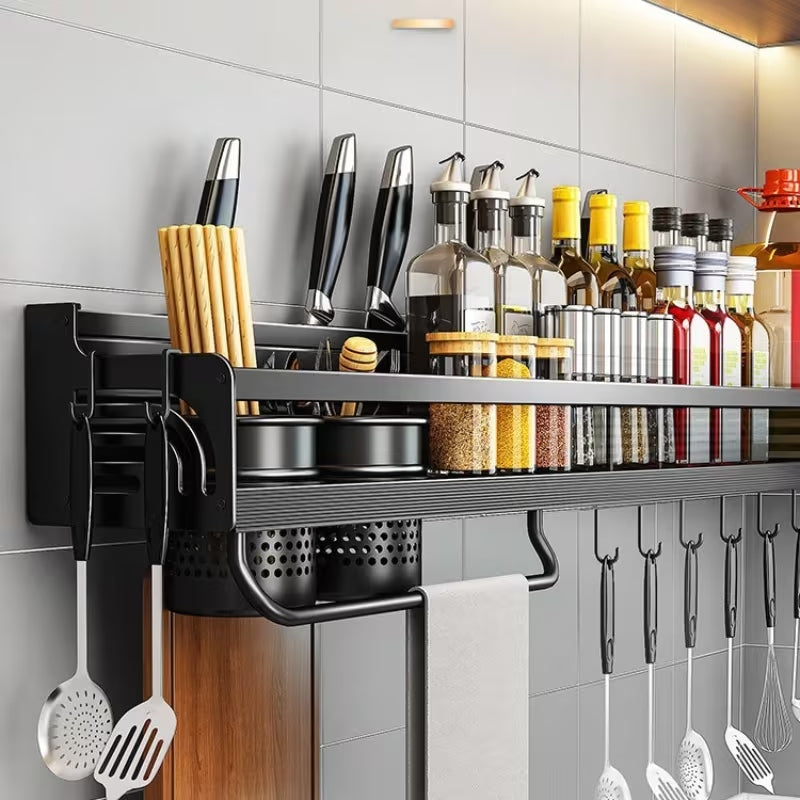 Metal Wall-Mounted 2-Tier Kitchen Organizer Rack | Space-Saving Kitchen Storage Shelf