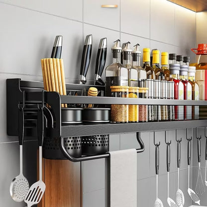 Metal Wall-Mounted 2-Tier Kitchen Organizer Rack | Space-Saving Kitchen Storage Shelf