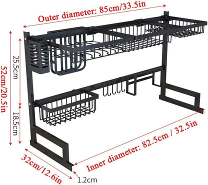 Over The Sink Dish Drying Rack Shelf Stainless Steel Kitchen Cutlery Holder 85cm(Free Delivery Limited Time Offer)