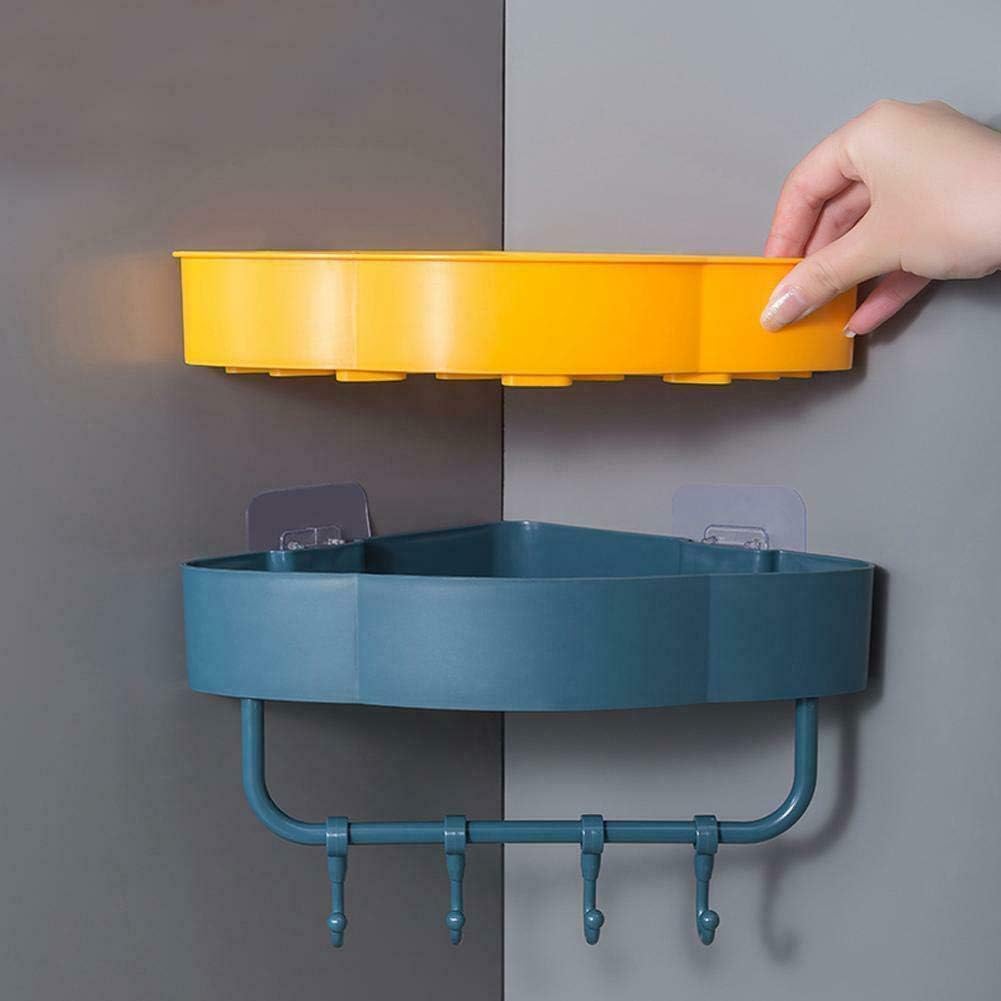 Multipurpose Wall Mount Corner Shelf with Hooks