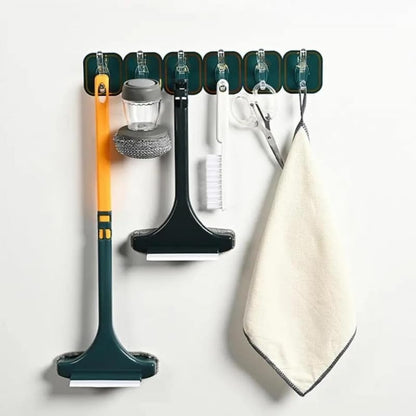 6-Row Self-Adhesive Wall Hook Organizer | Strong Sticky Transparent Multi-Hook for Kitchen, Bathroom & Wardrobe
