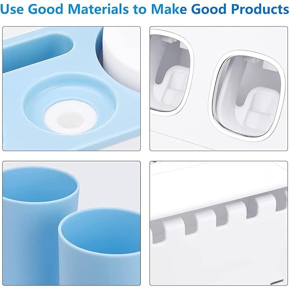 Ecoco Wall Mounted Toothbrush Holder with Toothpaste Dispenser