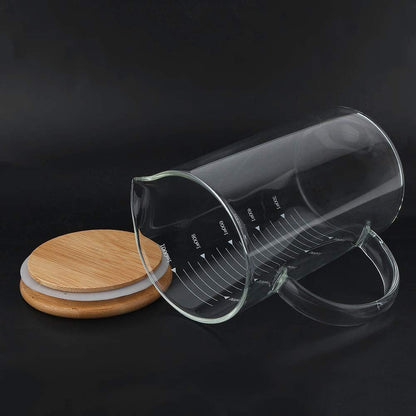 Glass Measuring Jug with Wooden Lid