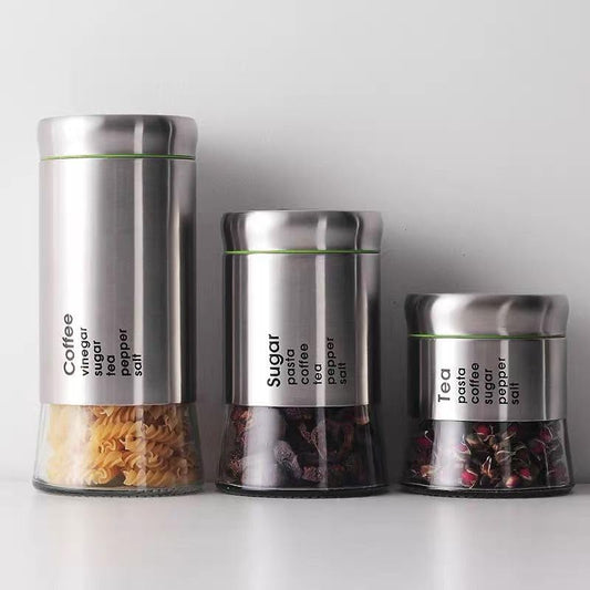 3PCS Transparent Glass Storage Jar Set