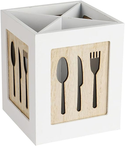 Wooden Cutlery Holder Storage Box for Kitchen