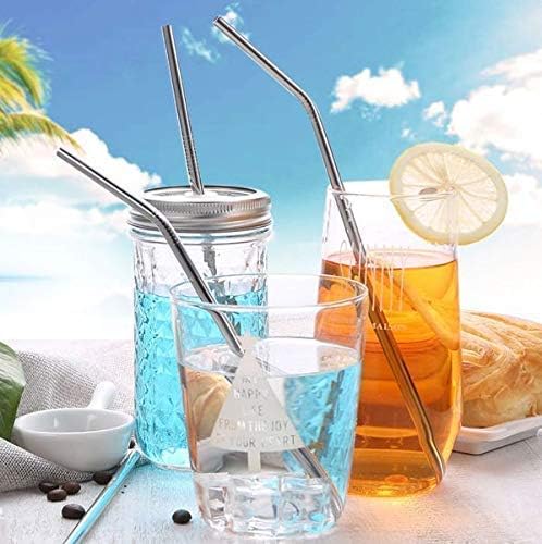 Pack of 5 Reusable Stainless Steel Drinking Straws