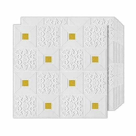 White Brick Wall Sticker with Golden Spots - 70Cm x 77Cm