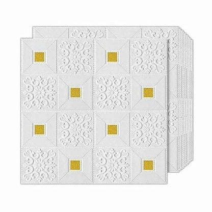 White Brick Wall Sticker with Golden Spots - 70Cm x 77Cm