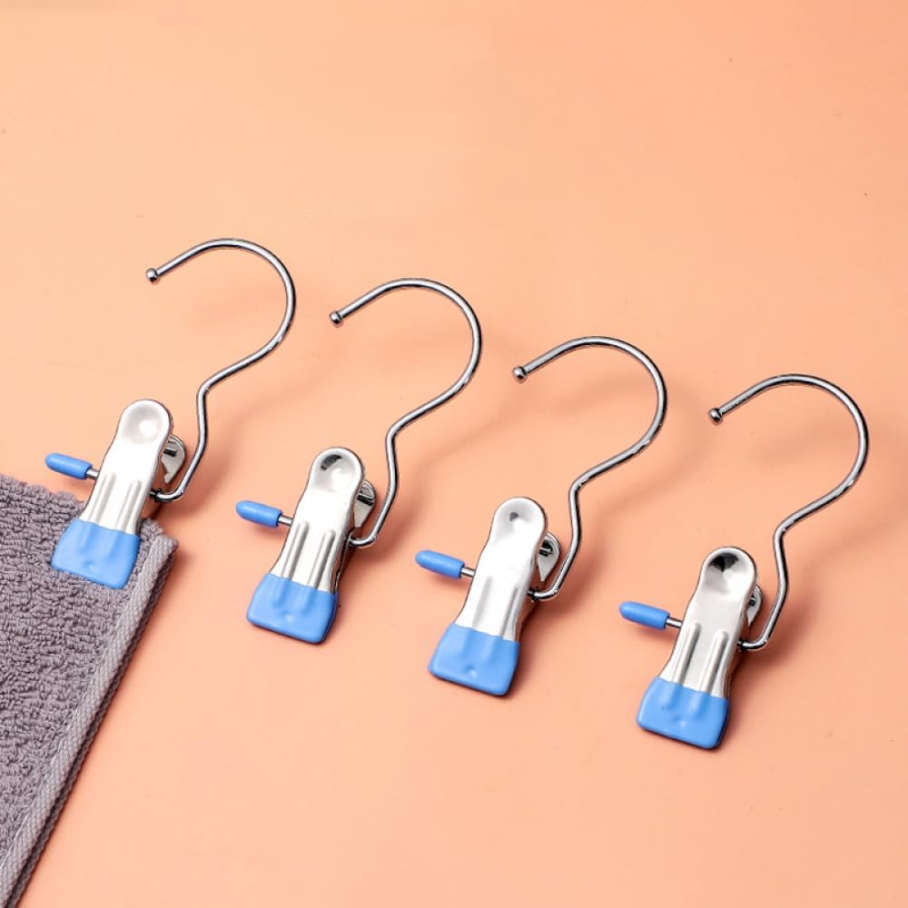 Space-Saving Stainless Steel Clothes Hanger Clips ( 1 Pair )