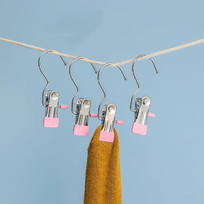 Space-Saving Stainless Steel Clothes Hanger Clips ( 1 Pair )
