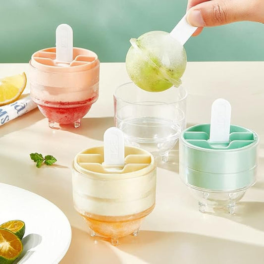 4pcs Ice Lolly Mold Set – Round Ice Jelly Maker