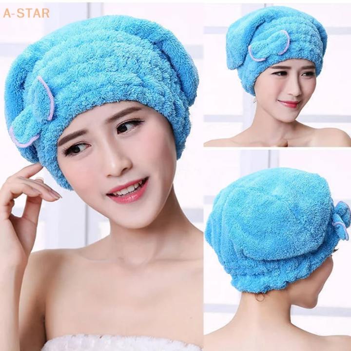 Microfiber Quick-Dry Hair Wrap Towel Bowknot Bath Spa Cap