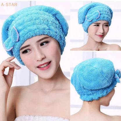 Microfiber Quick-Dry Hair Wrap Towel Bowknot Bath Spa Cap