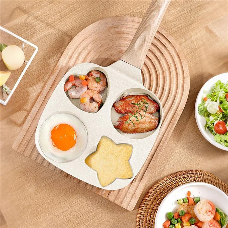 4-Hole Nonstick Egg Fry Pan – Aluminium Omelette & Pancake Maker