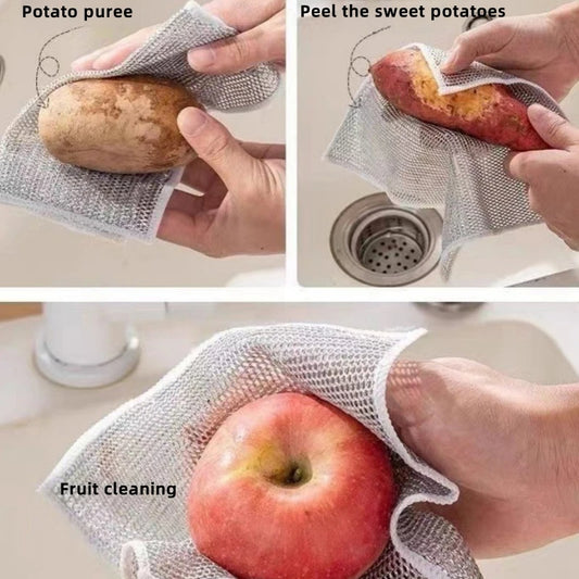 10Pcs Reusable Double-Sided Nylon Dish Towel for Cleaning