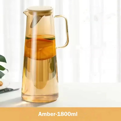 1.8L Glass Pitcher with Lid – Heat Resistant Water Jug with Handle