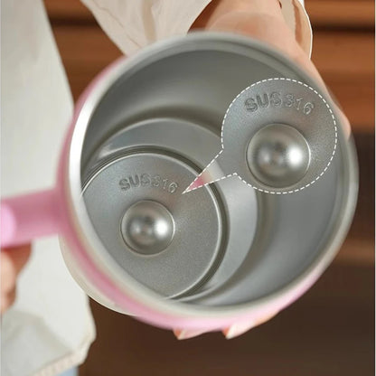 Large Stainless Steel Thermos Cup Water Bottle with Handle & Straw