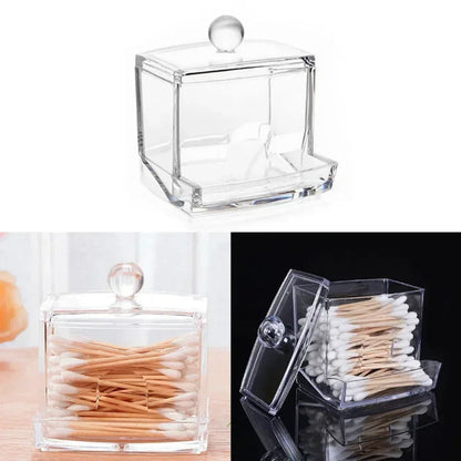 Acrylic Cotton Swab & Makeup Organizer with Lid