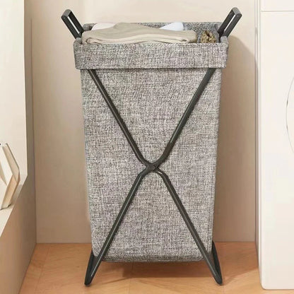 Foldable Laundry Basket with Metal Stand