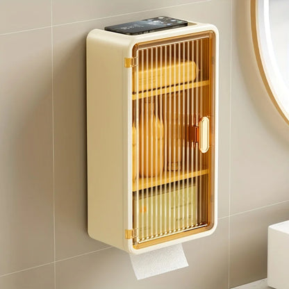 Wall-Mounted Drawer Makeup Organizer with Tissue Box
