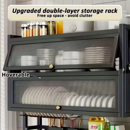 3-Tier Kitchen Countertop Storage Shelf & Dish Rack | Dustproof Sink Organizer – Black Metal